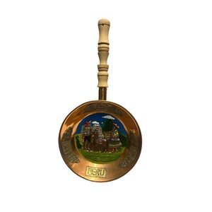 Peruvian Peru Copper Metal Wall Hanging Skillet Cusco  LLama 10" Vintage